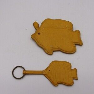 Cold Water Creek Yellow Novelty Fish Shaped Coin Purse & Key Chain